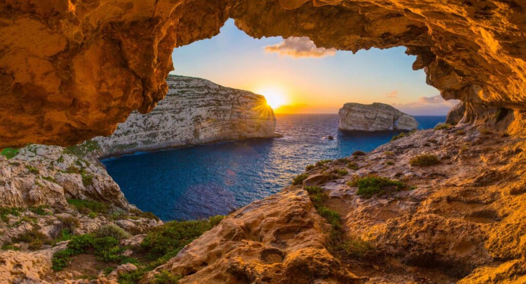 Gozo landscape and sunset